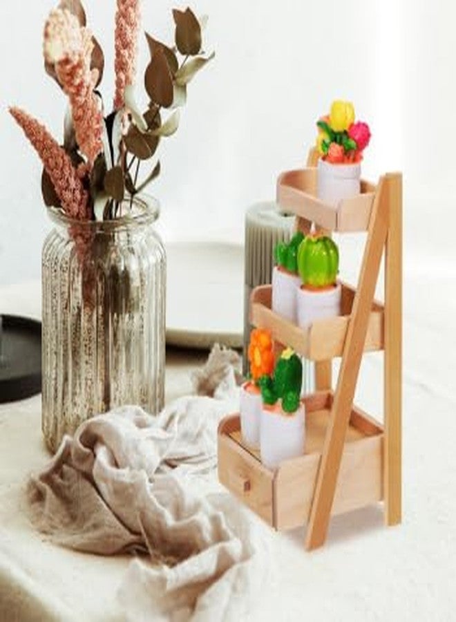 JOINPAYA 1 Set Miniature Plants Set with Stand: 4.32X2.28X2.16in Mini Plant Shelf Kit Mini Potted Flower Model Tiny Fake Greenery Ornament Dollhouse Furniture for Christmas - Image 5